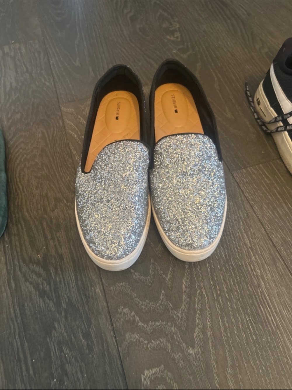 Birdie Silver Glitter Slip-On Sneakers